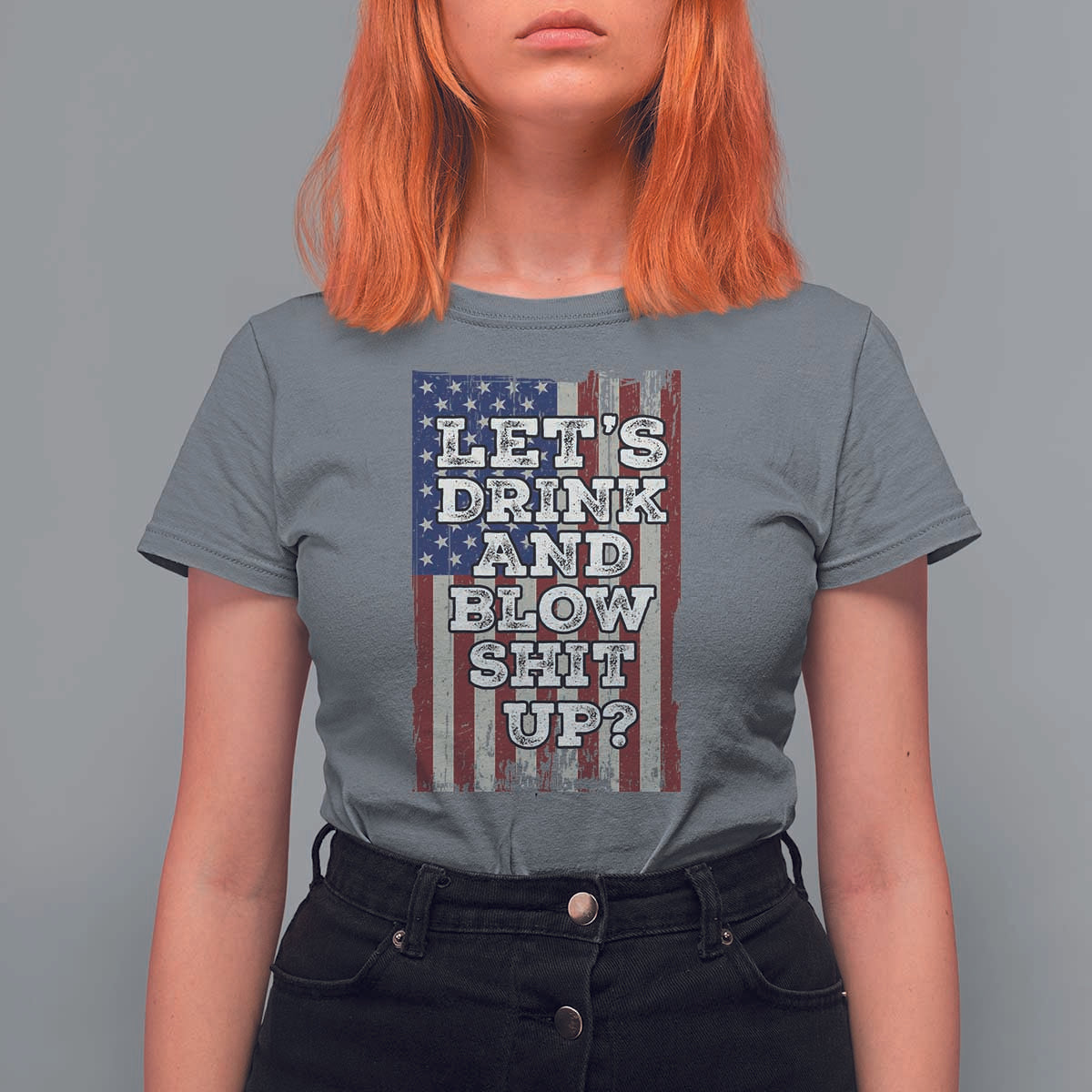 Funny Lets Drink And Blow Shit Up 4th Of July Beer Drinking T Shirt For Women American Flag - Wonder Print Shop