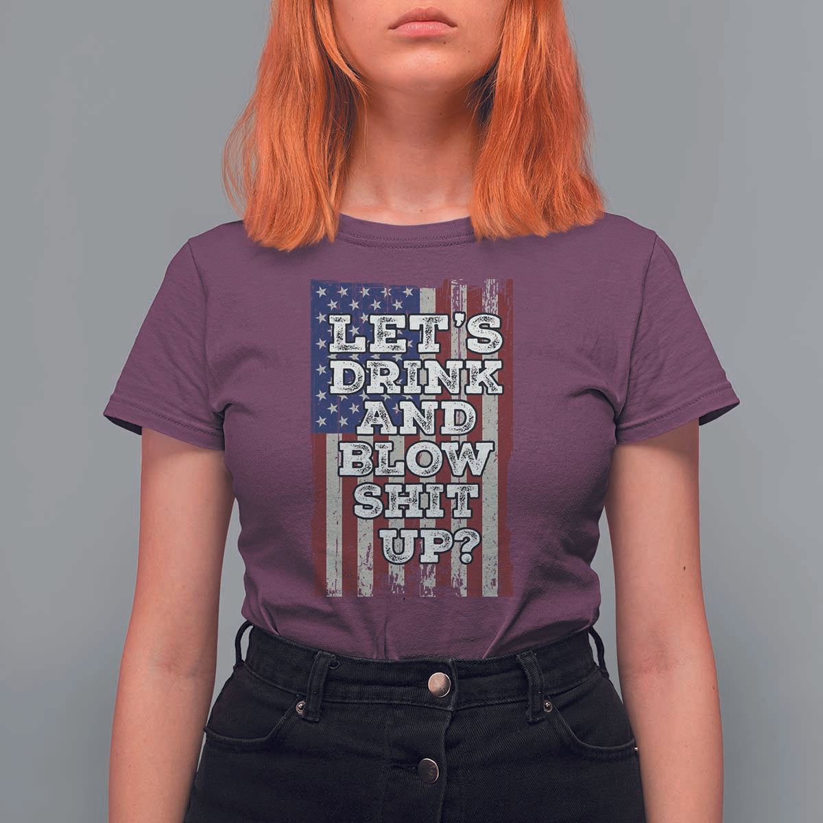 Funny Lets Drink And Blow Shit Up 4th Of July Beer Drinking T Shirt For Women American Flag - Wonder Print Shop