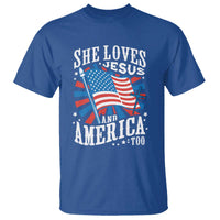 Funny She Loves Jesus And America Too T Shirt 4th Of July Patriotic Christian American Flag - Wonder Print Shop