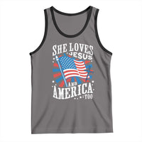 Funny She Loves Jesus And America Too Tank Top 4th Of July Patriotic Christian American Flag - Wonder Print Shop