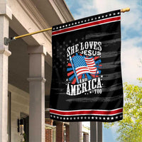 Funny She Loves Jesus And America Too Garden Flag 4th Of July Patriotic Christian American Flag