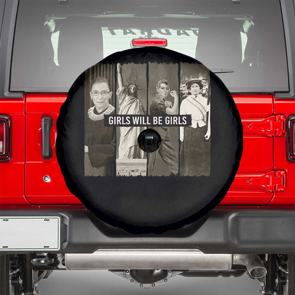 Girls Will Be Girls Spare Tire Cover Feminist Empowerment Historical Icons - Wonder Print Shop