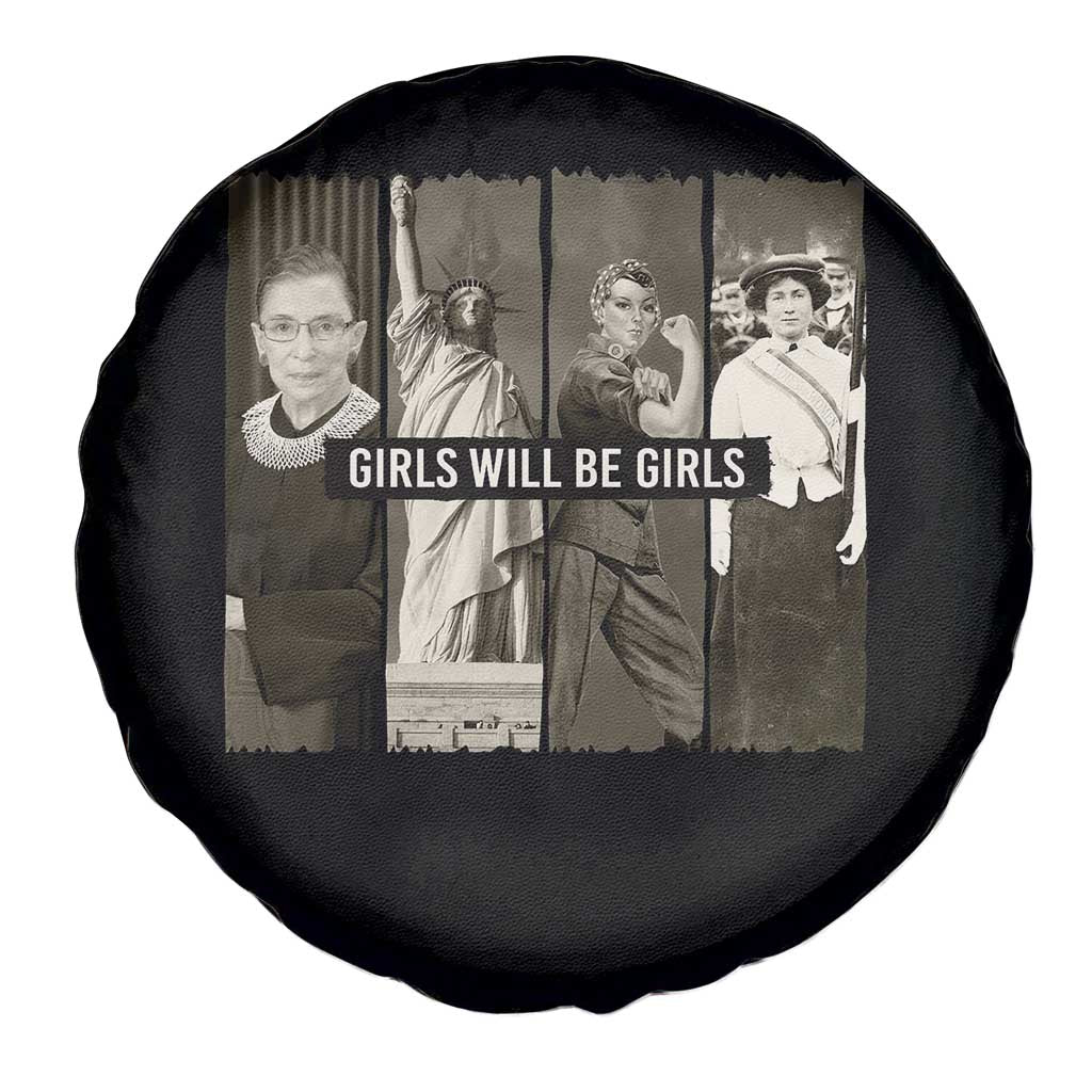 Girls Will Be Girls Spare Tire Cover Feminist Empowerment Historical Icons - Wonder Print Shop
