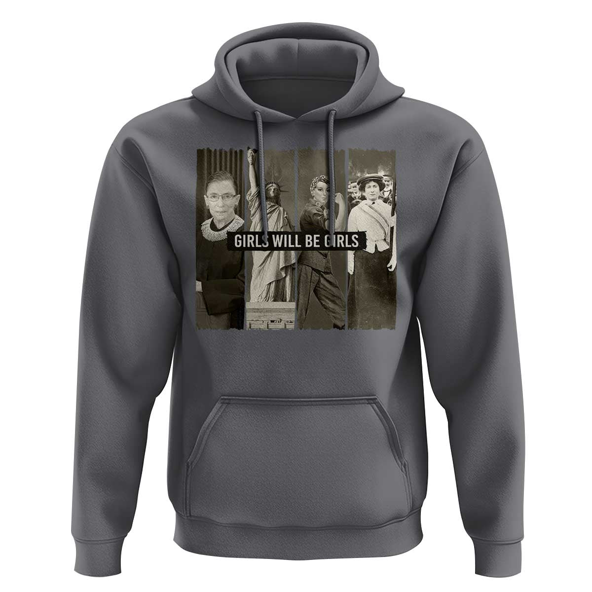 Girls Will Be Girls Hoodie Feminist Empowerment Historical Icons - Wonder Print Shop