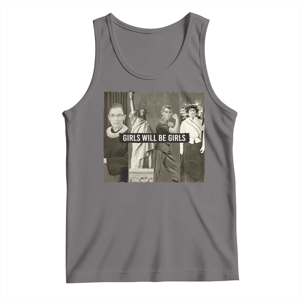 Girls Will Be Girls Tank Top Feminist Empowerment Historical Icons - Wonder Print Shop