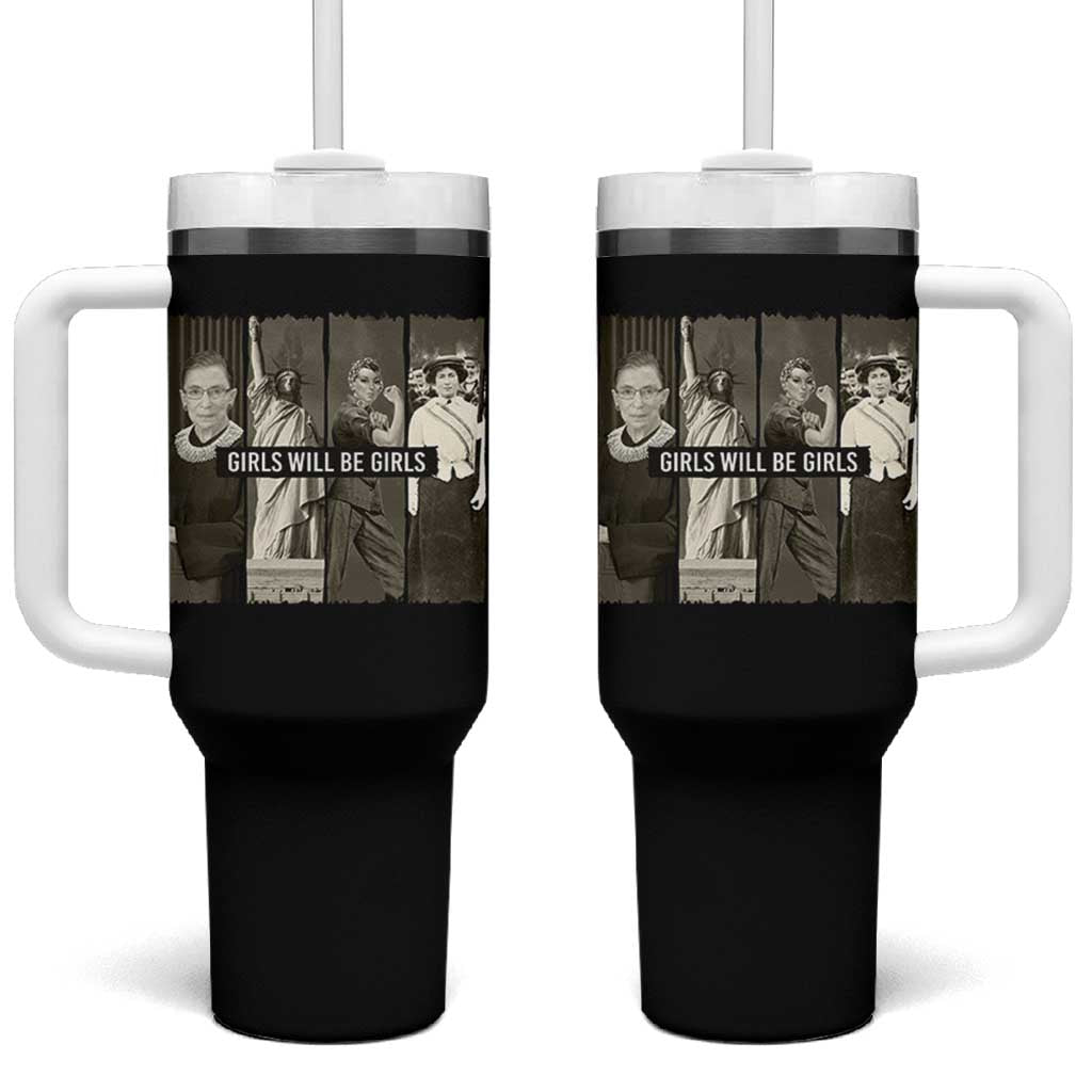 Girls Will Be Girls Tumbler With Handle Feminist Empowerment Historical Icons - Wonder Print Shop