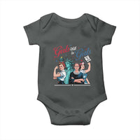 Girl Will be Girls Patriotic Feminist 4th of July Baby Onesie