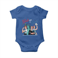 Girl Will be Girls Patriotic Feminist 4th of July Baby Onesie