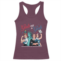 Girl Will be Girls Patriotic Feminist 4th of July Racerback Tank Top