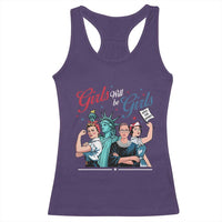 Girl Will be Girls Patriotic Feminist 4th of July Racerback Tank Top