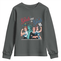 Girl Will be Girls Patriotic Feminist 4th of July Youth Sweatshirt