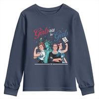 Girl Will be Girls Patriotic Feminist 4th of July Youth Sweatshirt
