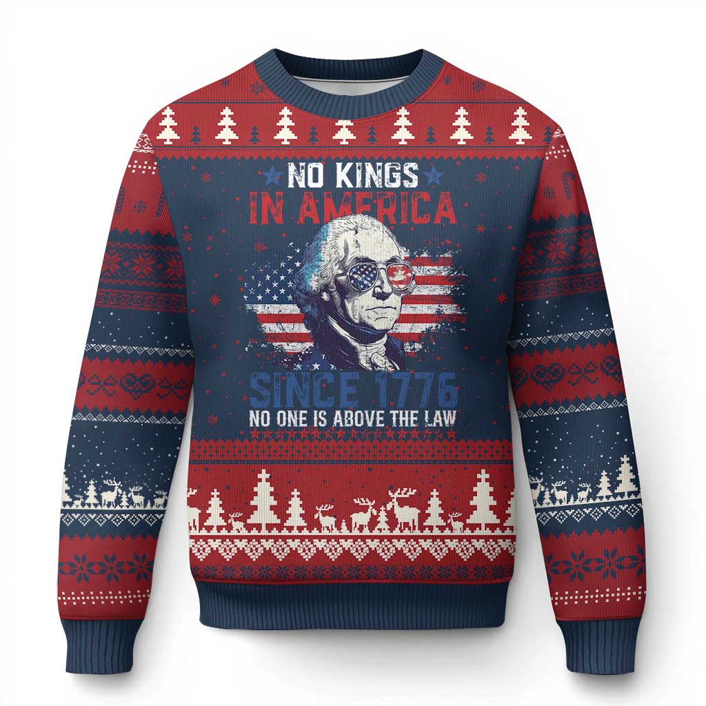 Funny No King In America Since 1776 No One Is Above The Law Ugly Christmas Sweater George Washington - Wonder Print Shop