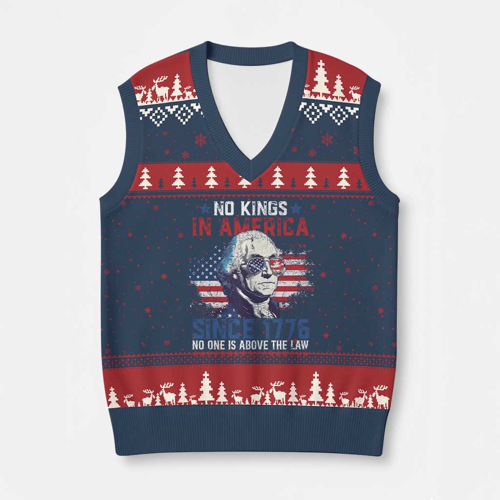 Funny No King In America Since 1776 No One Is Above The Law V-Neck Knit Sweater Vest George Washington - Wonder Print Shop