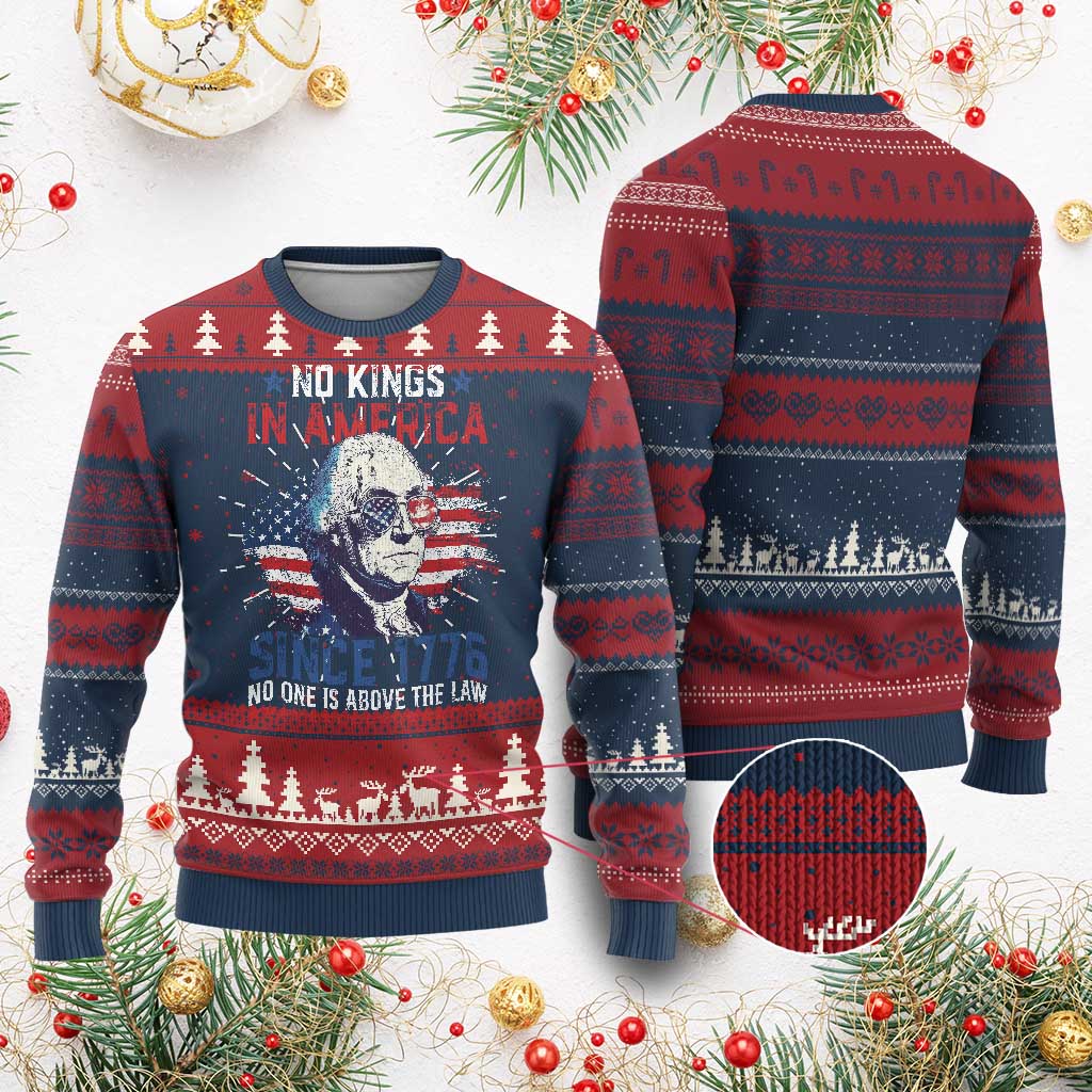 Funny No King In America Since 1776 No One Is Above The Law Knitted Sweatshirt George Washington - Wonder Print Shop