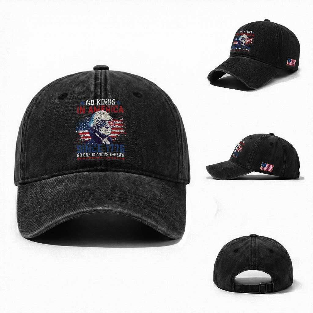 Funny No King In America Since 1776 No One Is Above The Law Washed Cotton Baseball Cap George Washington