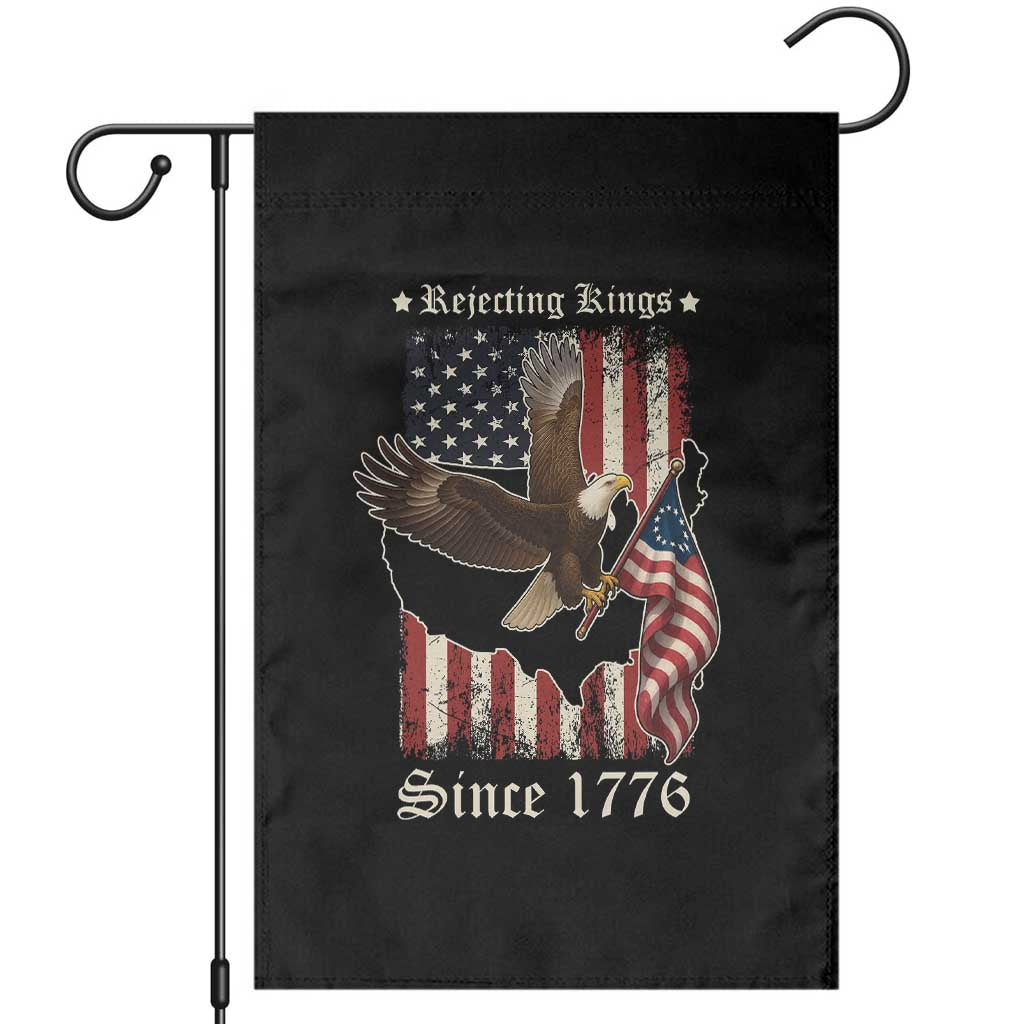 Funny Rejecting Kings Since 1776 Garden Flag Vintage American Flag Bald Eagle - Wonder Print Shop