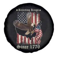 Funny Rejecting Kings Since 1776 Spare Tire Cover Vintage American Flag Bald Eagle