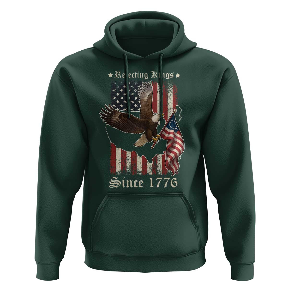 Funny Rejecting Kings Since 1776 Hoodie Vintage American Flag Bald Eagle