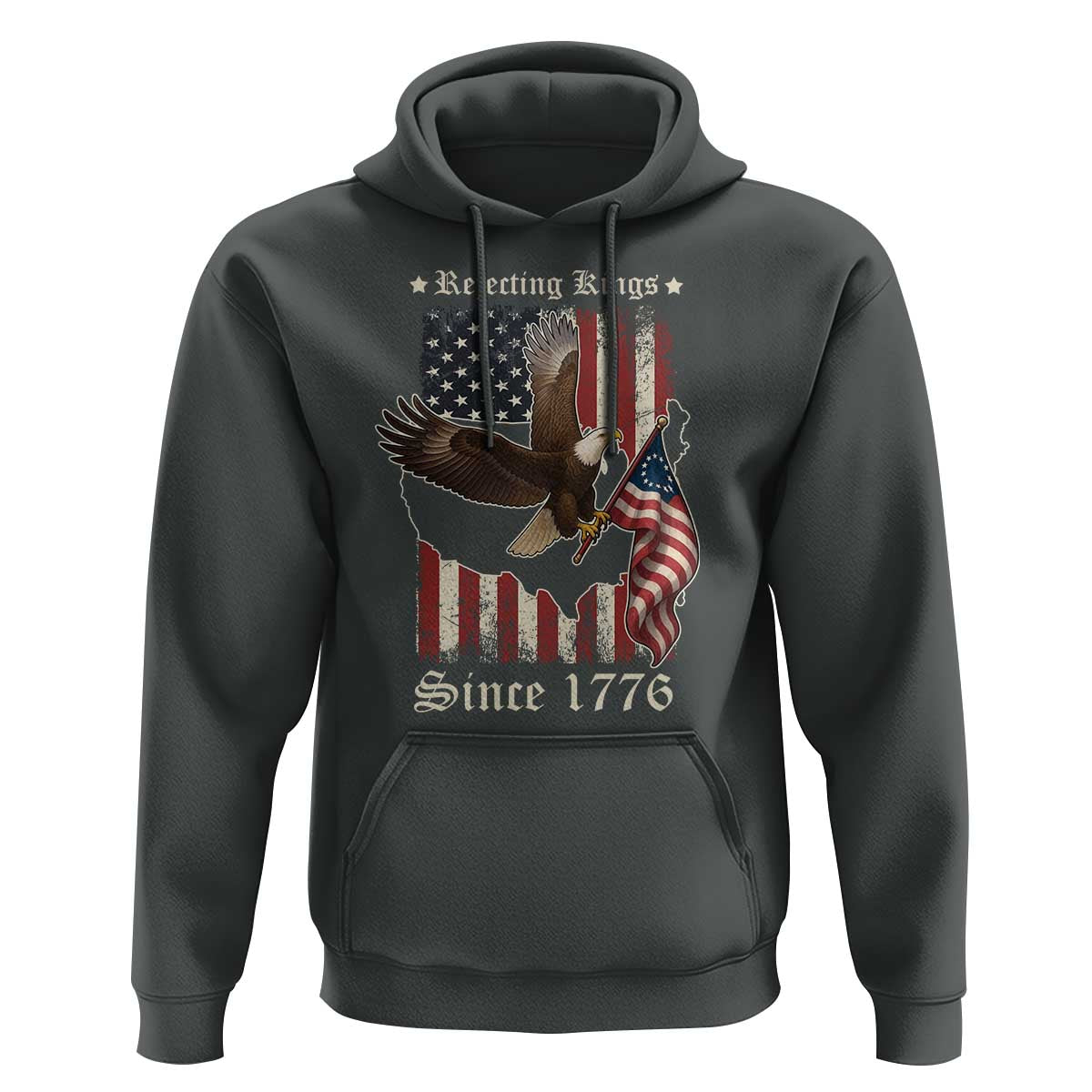 Funny Rejecting Kings Since 1776 Hoodie Vintage American Flag Bald Eagle