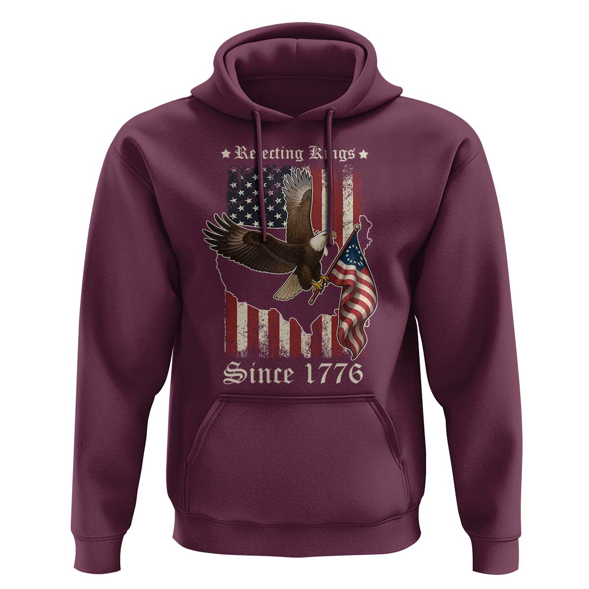 Funny Rejecting Kings Since 1776 Hoodie Vintage American Flag Bald Eagle
