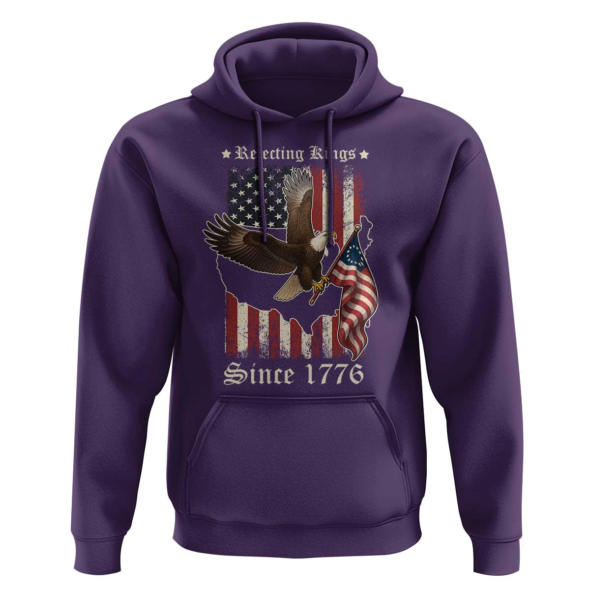 Funny Rejecting Kings Since 1776 Hoodie Vintage American Flag Bald Eagle