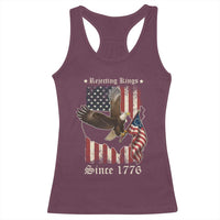 Funny Rejecting Kings Since 1776 Racerback Tank Top Vintage American Flag Bald Eagle