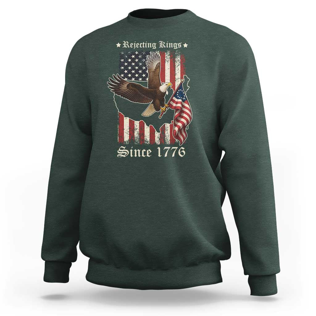 Funny Rejecting Kings Since 1776 Sweatshirt Vintage American Flag Bald Eagle