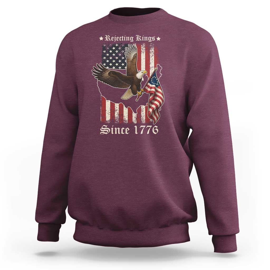 Funny Rejecting Kings Since 1776 Sweatshirt Vintage American Flag Bald Eagle