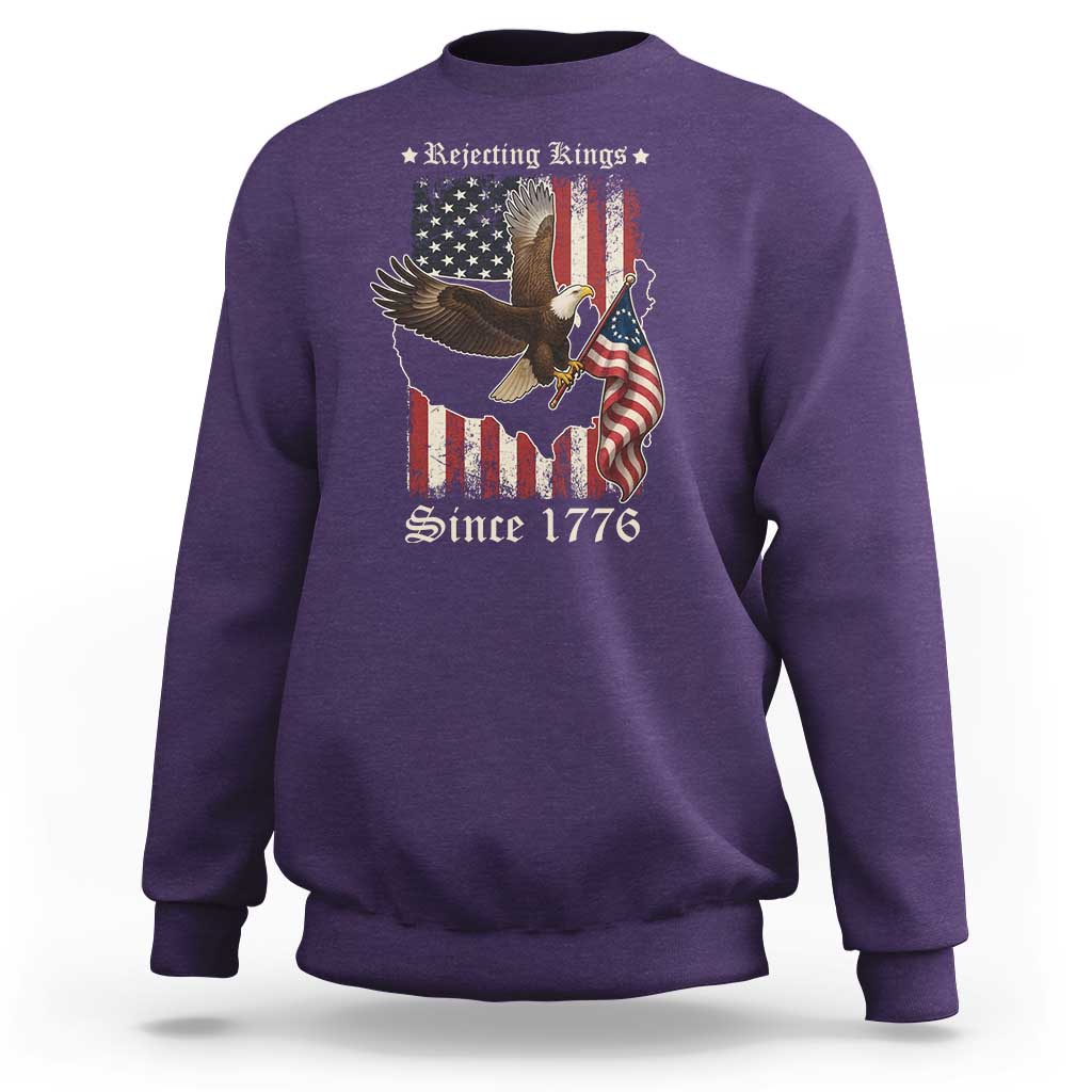 Funny Rejecting Kings Since 1776 Sweatshirt Vintage American Flag Bald Eagle