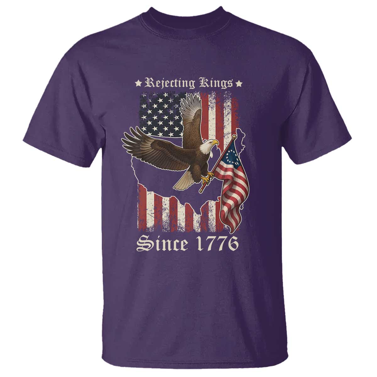 Funny Rejecting Kings Since 1776 T Shirt Vintage American Flag Bald Eagle