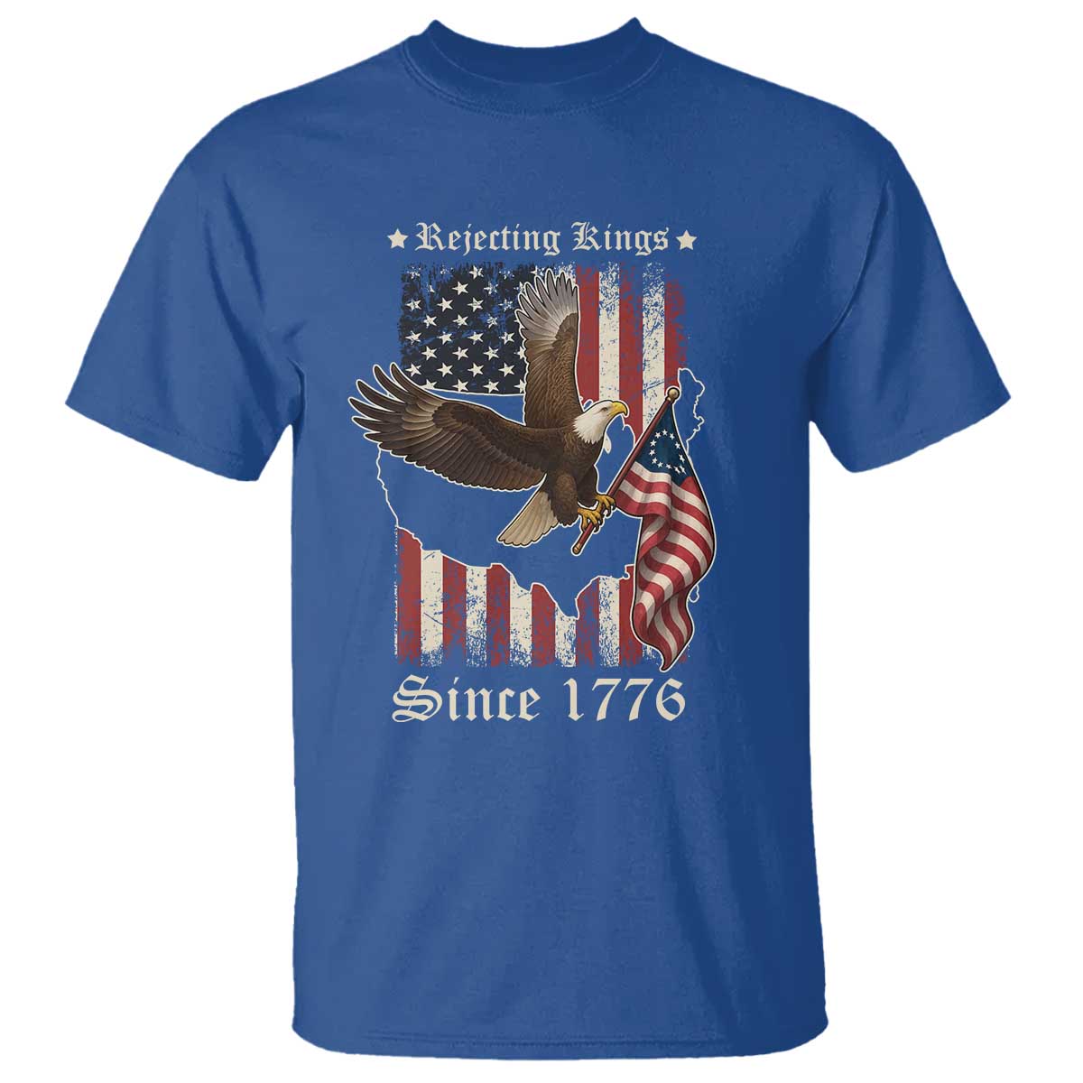 Funny Rejecting Kings Since 1776 T Shirt Vintage American Flag Bald Eagle