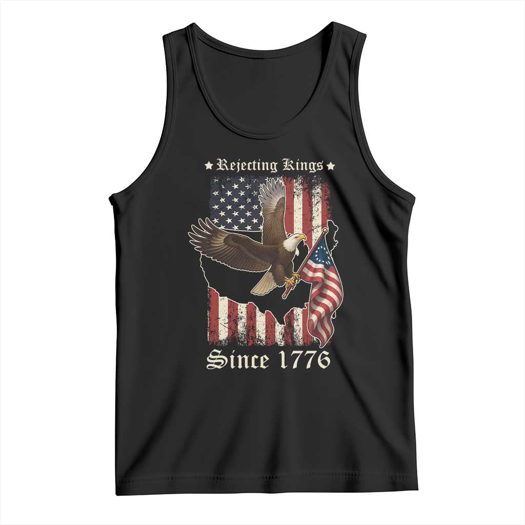 Funny Rejecting Kings Since 1776 Tank Top Vintage American Flag Bald Eagle