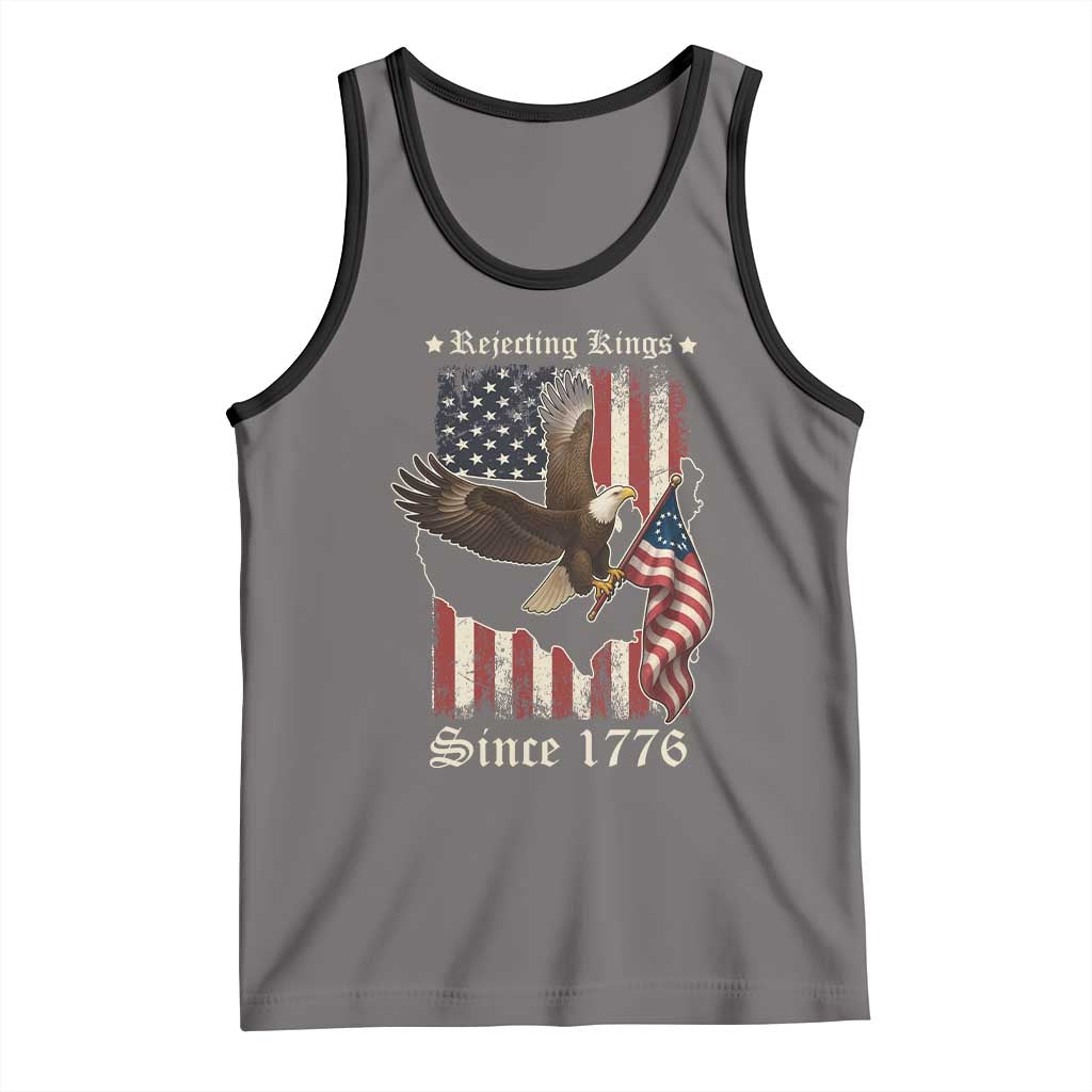Funny Rejecting Kings Since 1776 Tank Top Vintage American Flag Bald Eagle