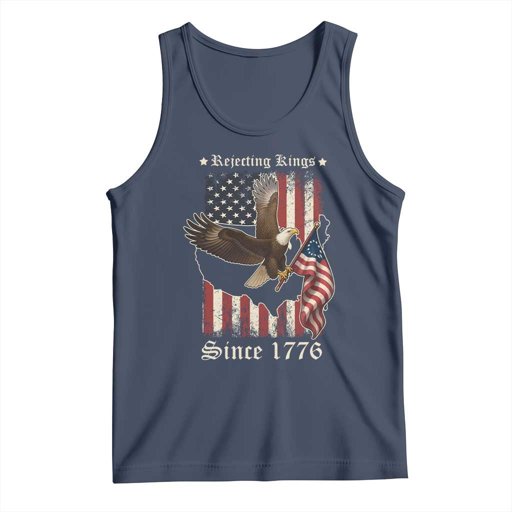 Funny Rejecting Kings Since 1776 Tank Top Vintage American Flag Bald Eagle