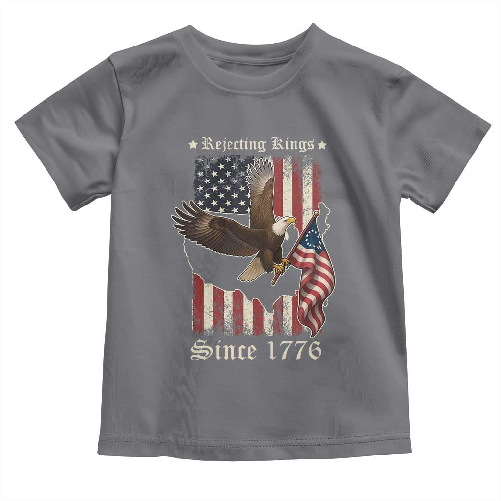 Funny Rejecting Kings Since 1776 Toddler T Shirt Vintage American Flag Bald Eagle