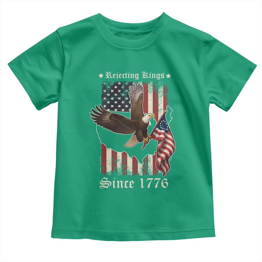 Funny Rejecting Kings Since 1776 Toddler T Shirt Vintage American Flag Bald Eagle