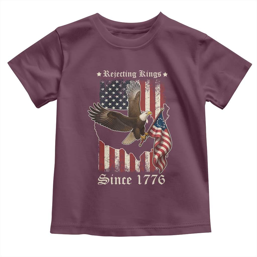Funny Rejecting Kings Since 1776 Toddler T Shirt Vintage American Flag Bald Eagle