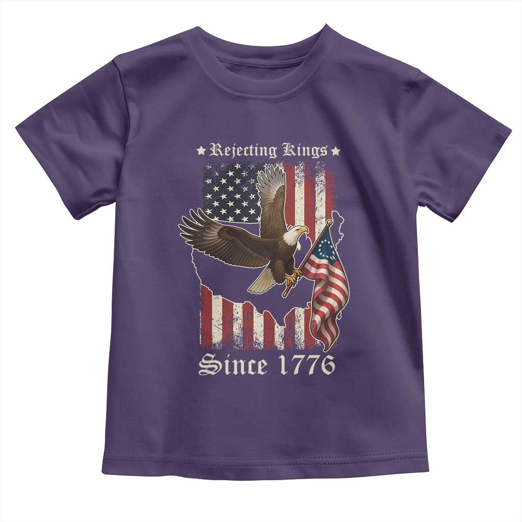 Funny Rejecting Kings Since 1776 Toddler T Shirt Vintage American Flag Bald Eagle