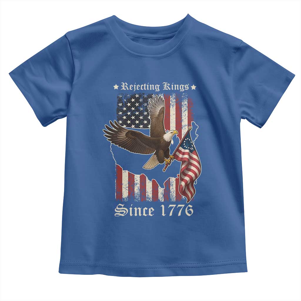Funny Rejecting Kings Since 1776 Toddler T Shirt Vintage American Flag Bald Eagle