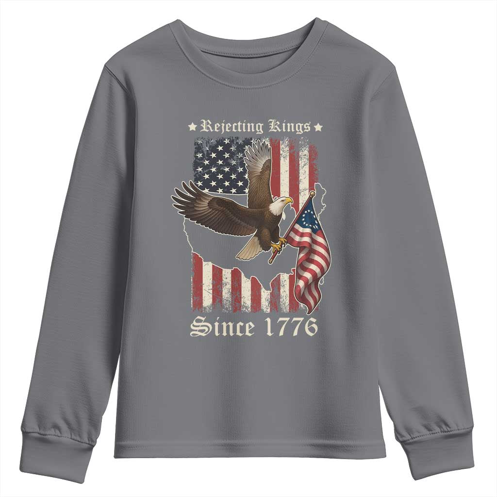 Funny Rejecting Kings Since 1776 Youth Sweatshirt Vintage American Flag Bald Eagle