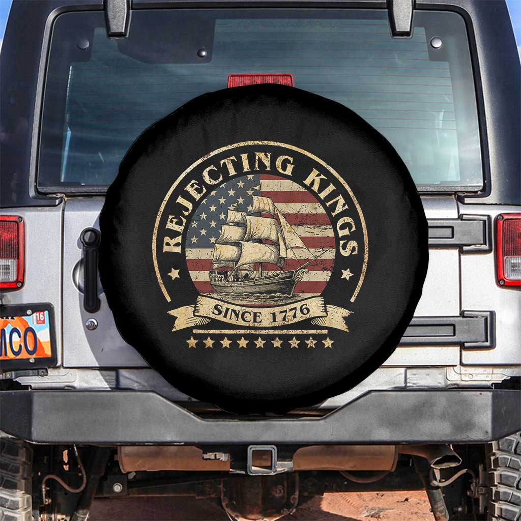 Funny Rejecting Kings Since 1773 Spare Tire Cover Vintage Patriotic USA