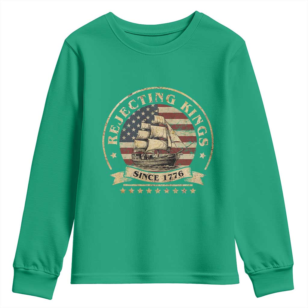 Funny Rejecting Kings Since 1773 Youth Sweatshirt Vintage Patriotic USA