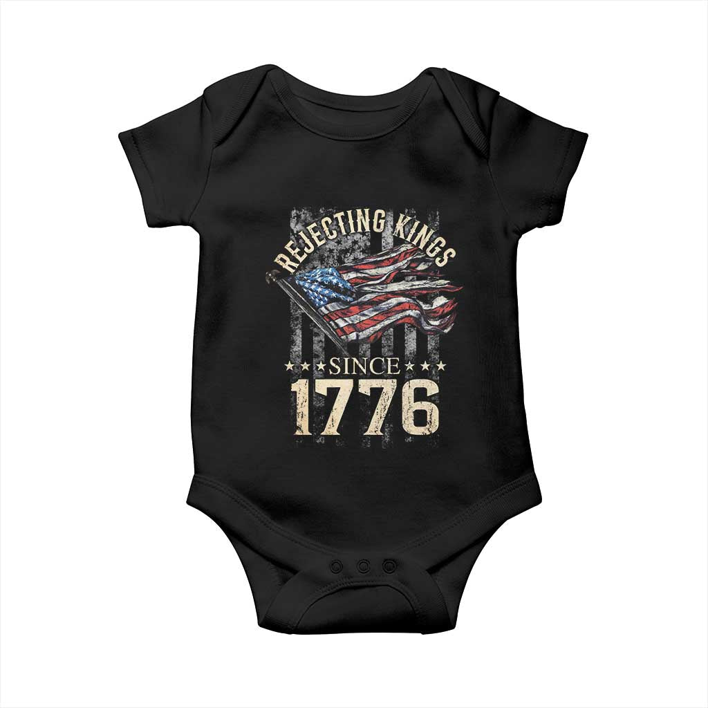 Funny Rejecting Kings Since 1776 Baby Onesie Vintage American Flag