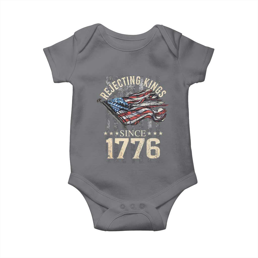 Funny Rejecting Kings Since 1776 Baby Onesie Vintage American Flag