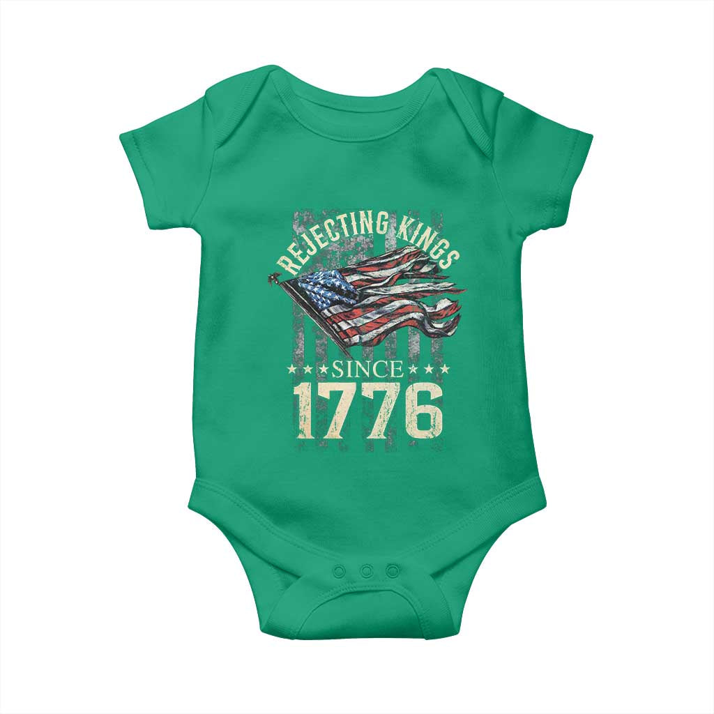 Funny Rejecting Kings Since 1776 Baby Onesie Vintage American Flag