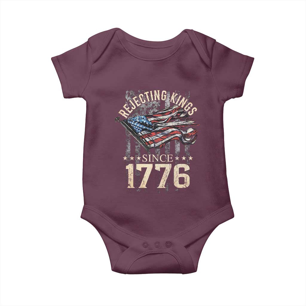 Funny Rejecting Kings Since 1776 Baby Onesie Vintage American Flag