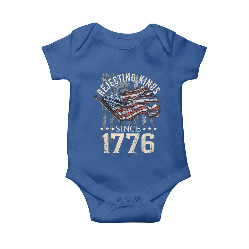 Funny Rejecting Kings Since 1776 Baby Onesie Vintage American Flag