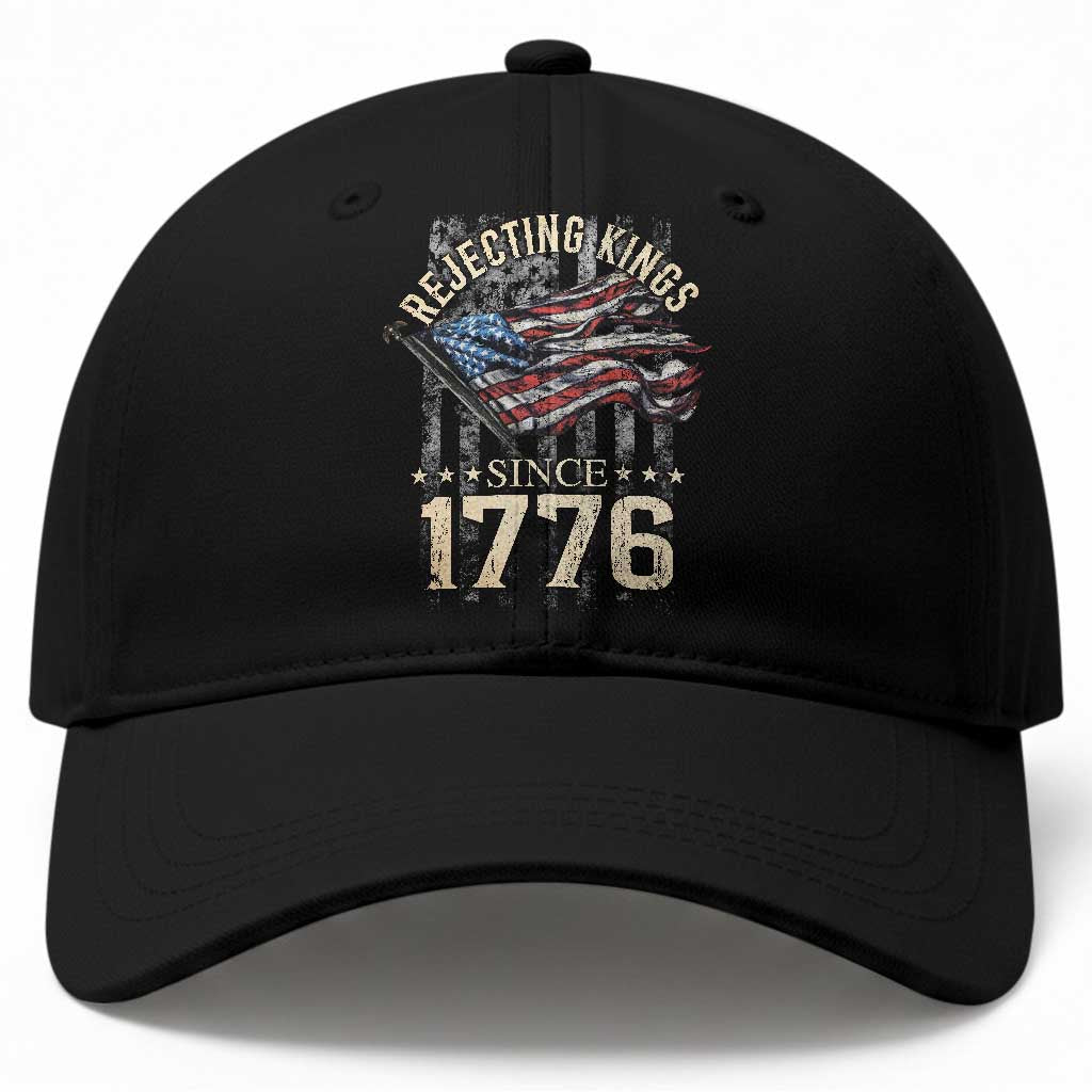 Funny Rejecting Kings Since 1776 Baseball Cap Vintage American Flag