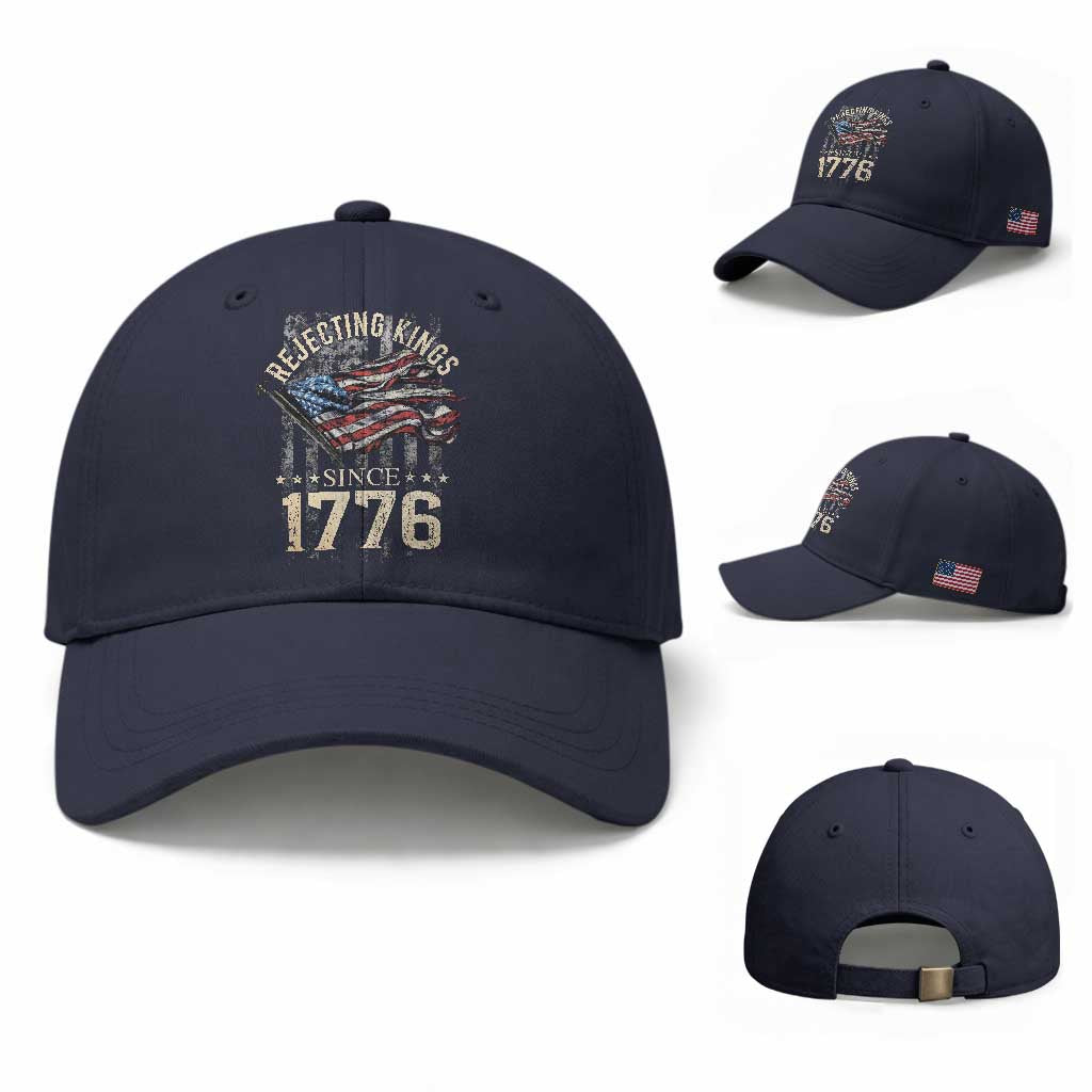Funny Rejecting Kings Since 1776 Baseball Cap Vintage American Flag